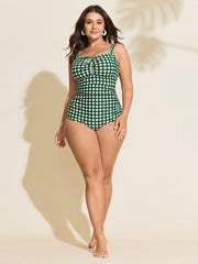 Check Print Adjustable Fit One-Piece Swimsuit