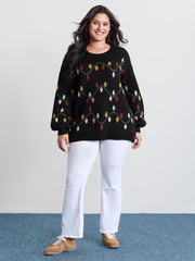 Holiday Lights Micro Lantern Sleeve Pullover