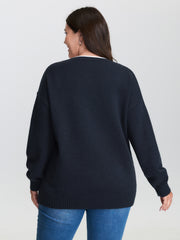 Jacquard Sail Pattern Color Contrast Pullover