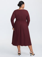 Supersoft Metal Buckle Gathered Waist Midi Dress