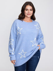 Star Pattern Coil Rope Embroidery Pullover