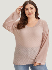 Supersoft Essentials Geometric Curved Hem Patchwork Very Stretchy Pullover
