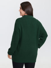 Textured Cross Neck-Tie Ribbed Hem Pullover