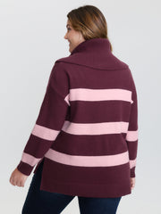 Turtleneck Colorblock Drop Shoulder Pullover