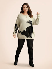 Mystic Cat Knit Crew Neck Pullover
