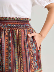 Geometric Striped Drawstring Waist Shorts
