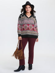 Supersoft Boho Pattern Jacquard Pullover