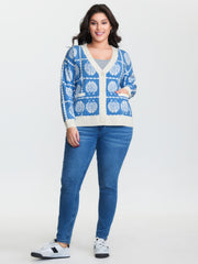 Shell Pattern Jacquard Knit Cardigan