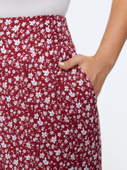 Floral Print Shirred Waist Jogger Pants