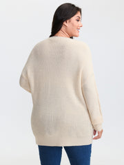 Textured Contrast Drop Shoulder Pullover