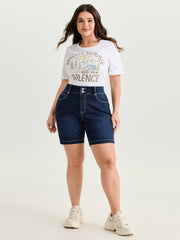 Stretchy Medium Wash Skinny-Fit Denim Shorts