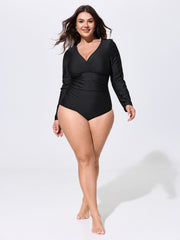 Sheer Twist Front Tummy-Control One-Piece Swim
