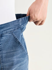 Stretchy Elastic Back Waistband Denim Shorts