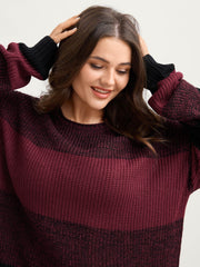 Color Block Yarn Blend Pullover