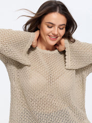 Sheer Hollow Out Back-Tie Cardigan