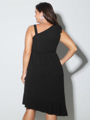 One-Shoulder Asymmetrical Hem Midi Dress
