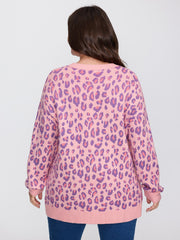 Sweet Leopard Pattern Jacquard Pullover