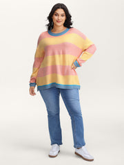 Colorblock Textured Flowy Fit Pullover