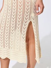 Hollowed-Out V-Neck Split Side Swim Cover-Up