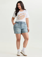 Stretchy Skinny-Fit Denim Shorts