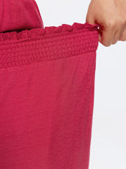 Wide Shirred Waistband Wide-Leg Pants