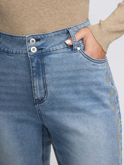 Supersoft Floral Embroidered Flared Hem Jeans