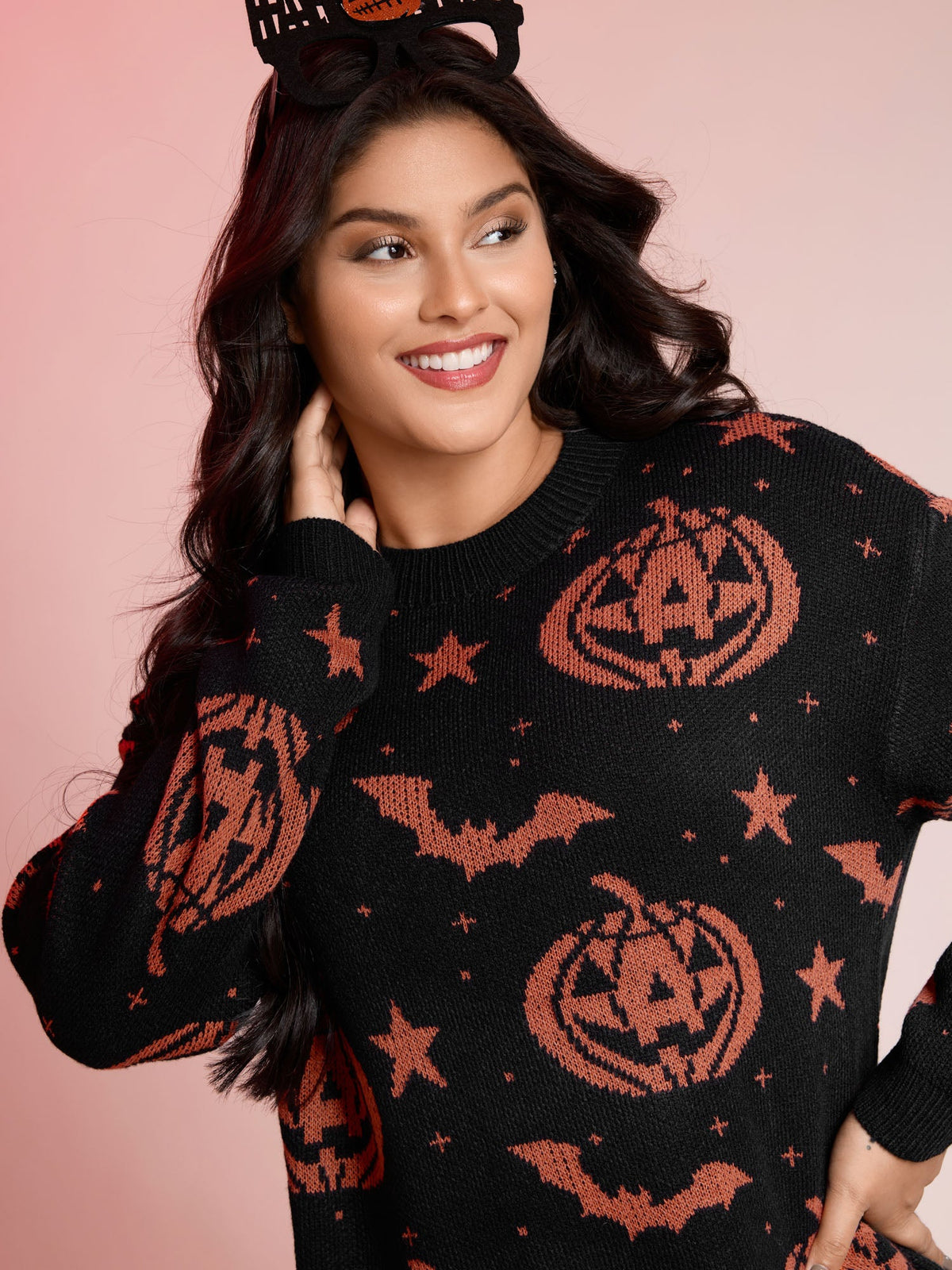 Halloween Pumpkin Print Crewneck Pullover