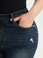 Stretchy Back Elastic Waistband Denim Shorts