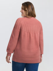 Supersoft Textured Ribbed Hem Drop Shoulder Pullover