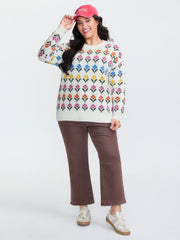 Multicolor Jacquard Pattern Pullover