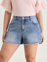 Stretchy No-Gap Waist Denim Shorts