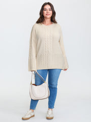 Twisted Texture Drop Shoulder Pullover