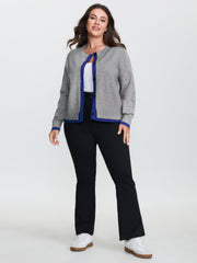 2-in-1 Color Contrast Ribbed Hem Knit Cardigan