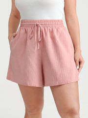 Cotton Drawstring Elastic Waist Pockets Shorts