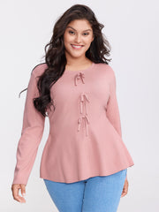Bowknot Cinched-Waist A-Line Pullover