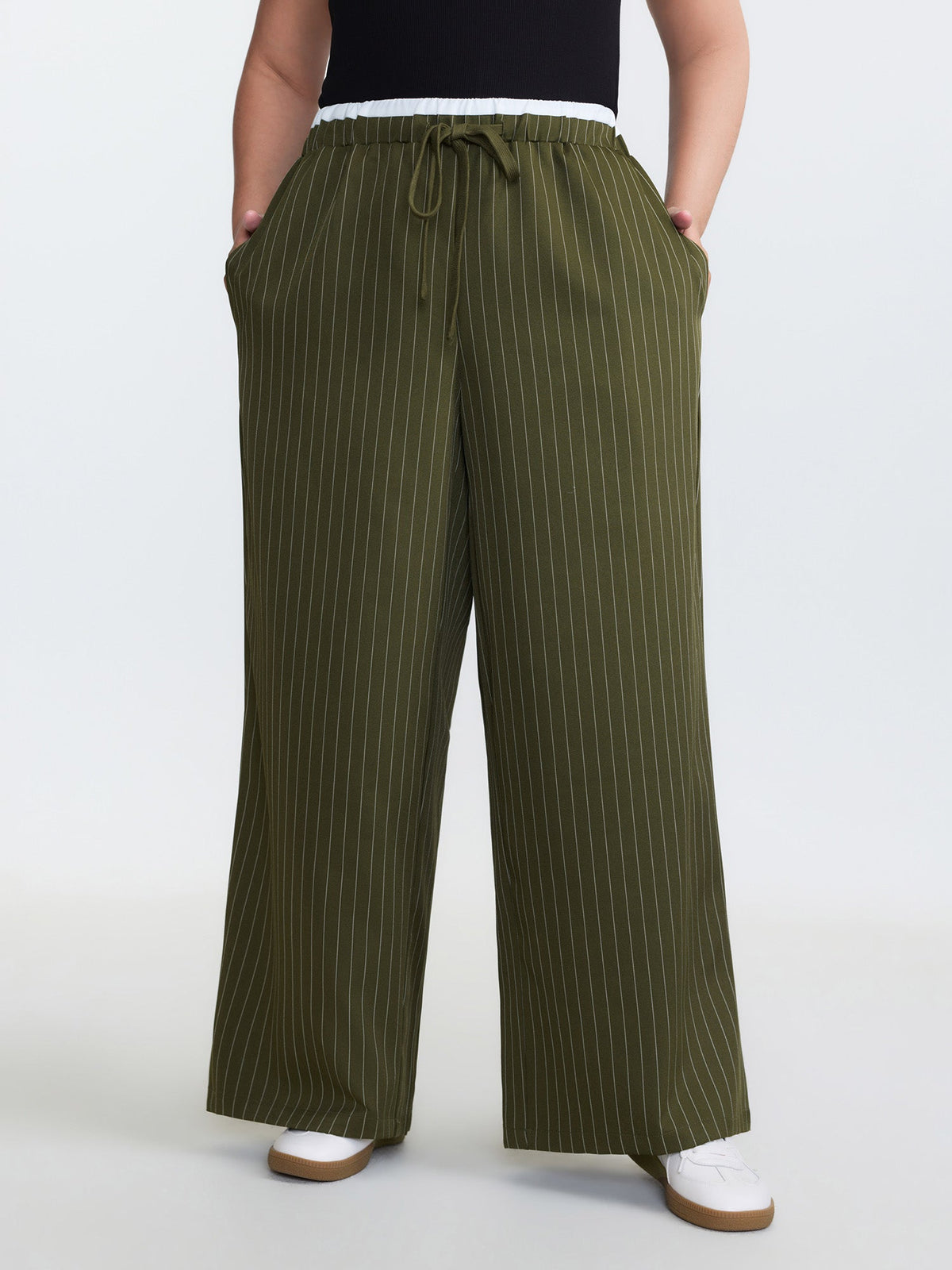 Drawstring Waist Striped Pants
