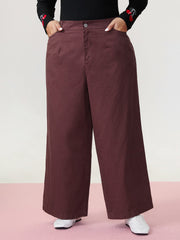 Cotton Bow Embroidery Pockets Plain Pants