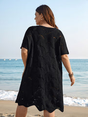 Cut-Out Solid V-Neck Swim Cover Up