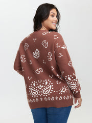 Paisley Print Round Neck Pullover
