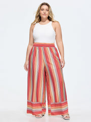 Shirred Waist Striped Print Pants