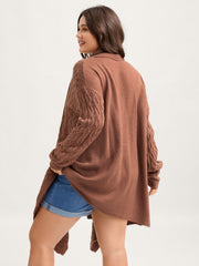 Cable Knot Irregular Hem Cardigan