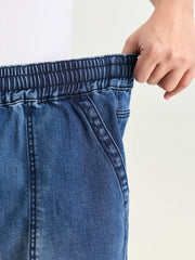 Pull-On Elastic Waist Denim Shorts