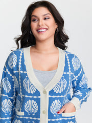 Shell Pattern Jacquard Knit Cardigan