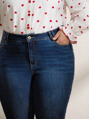 Stretchy Frayed Hem Bootcut Jeans
