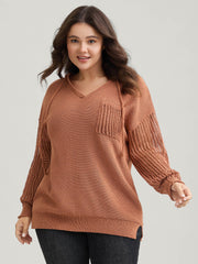 Hooded Drawstring Cut Out Pocket Pullover