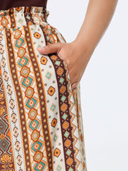 Striped Print Stretchy Waist Wide-Leg Pants