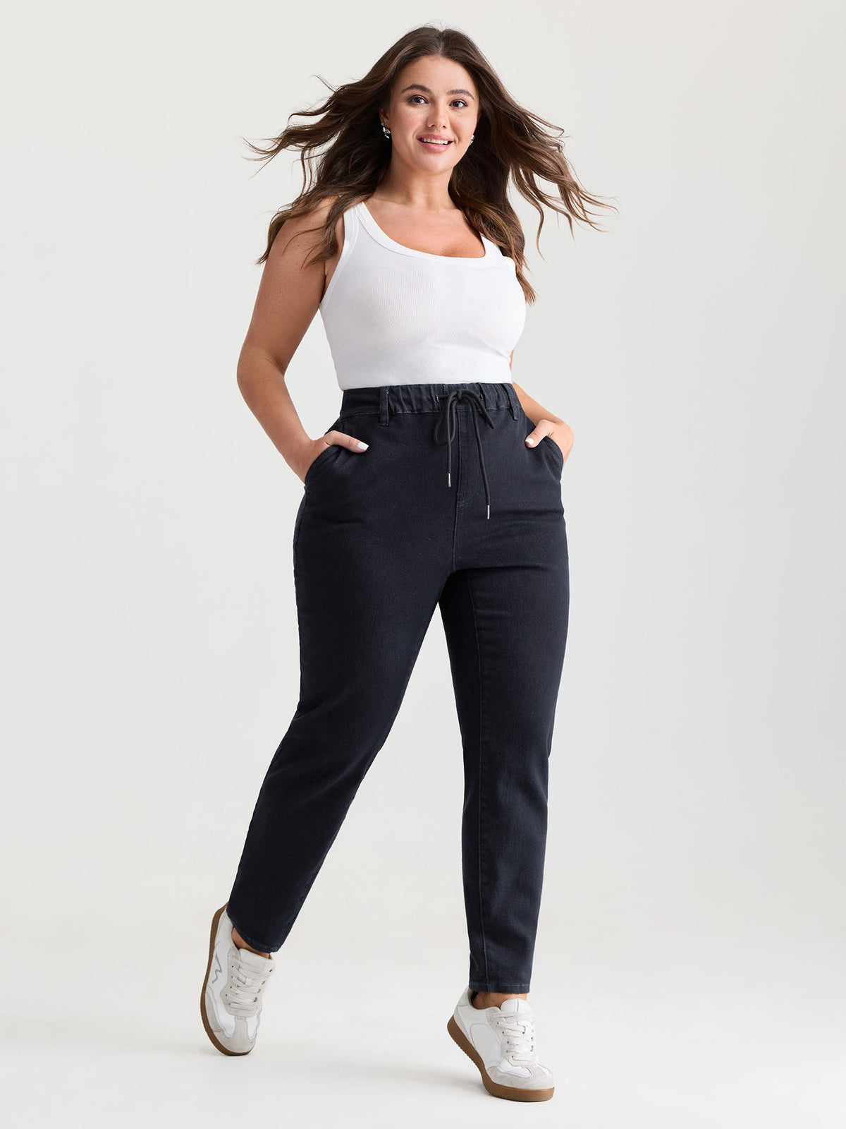 Supersoft Cinched Stretchy Waist Skinny-Fit Jeans