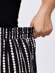 Striped Print Drawstring Waist Pants