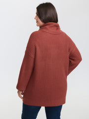Geometric Snowflake Drape Turtleneck Pullover