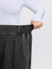 Stretchy Vintage Wash Wide-Leg Pants